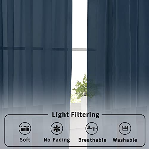 Aiyufneg Navy Blue Sheer Curtains 36 inches Long (40"W x 36"L (Pack of 2) / Navy Blue)