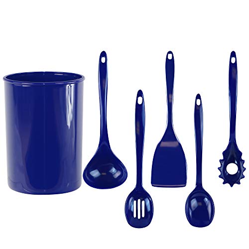 6 Piece Kitchen Utensil Holder for Kitchen Counter (Utensil Holder Set / Indigo)