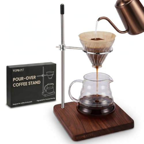 Pour Over Stand with North American Walnut Base & 360° Adjustable Coffee Filter Holder (Black Walnut)