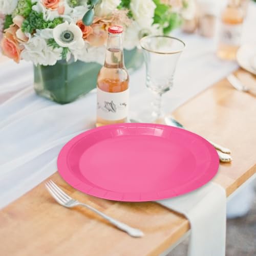 50 Pcs Hot Pink Paper Plates 7 Inch Hot Pink Dessert Plates Disposable Dinner Plates for Baby Shower Bridal Shower Birthday Party Supplies Disposable Paper Plates (hot pink dinner plates / 50 Pcs)