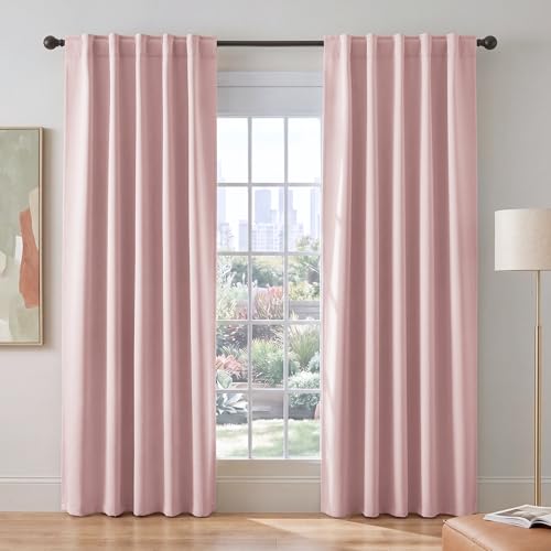 Blush Pink Blackout Curtains for Girls Bedroom Living Room 90 Inches Long 2 Panels (Blush Pink / 42"W x 90"L (Pack of 2))