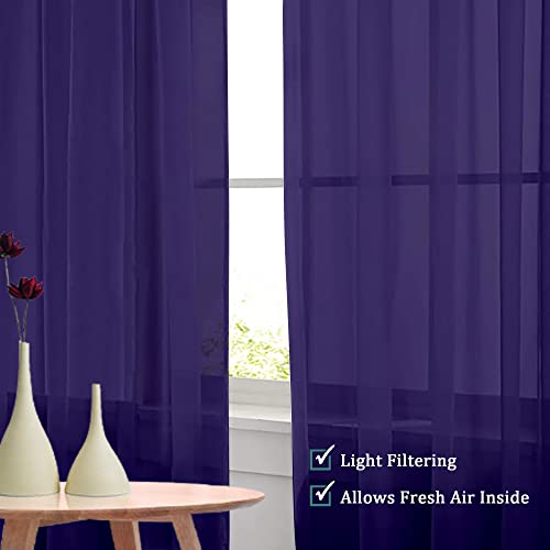 Purple Sheer Curtains 45 Inches Long 2 Panels (Purple / 42"W x 45"L (Pack of 2))