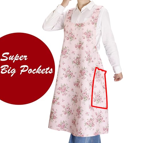 Apron Dress for Women with Pockets (Light Pink)
