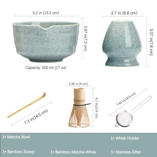 Matcha Set Matcha Whisk Set Includes 17 oz Matcha Bowl (Blue)