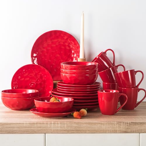 Ceramic Dessert Salad Plates (Red)