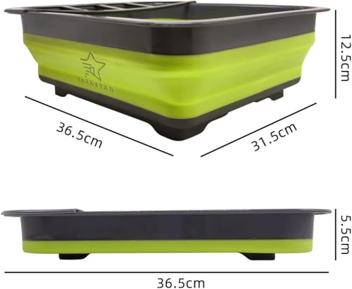 Collapsible Dish Drying Rack for RV Campers Portable Dinnerware Drainer Organizer for Kitchen Travel Trailer (Square Green)