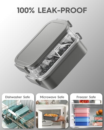 Adults Bento Lunch Box Set with Thermo Bag (Misty Grey)