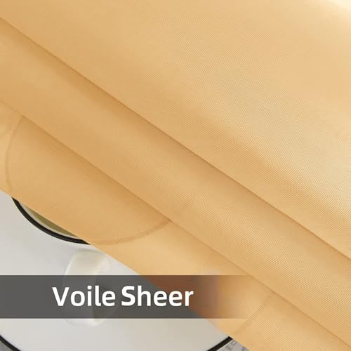 Solid Sheer Rod Pocket Curtain Voile Draperies 2 Panels White Beige Black Grey Coffee 70 Inch Width 72 Inch Long 1 Pair for Kitchen Bedroom Children Living Room Yard (Beige / 70"W x 72"L (Pack of 2))