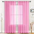 Basic Rod Pocket Sheer Voile Window Curtain Panels Pink 1 Pair 2 Panels 60 Width 96 Inch Long for Kitchen Bedroom Children Living Room Yard（Pink (Pink / 60"W x 96"L (Pack of 2))