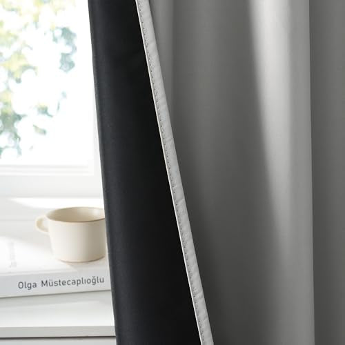 Bedroom Blackout Curtains 84 inches Long (100% Blackout - Sliver Grey / 42"W x 84"L (Pack of 2))