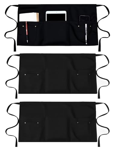 Pack of 3 Server Waist Aprons (Black X 3)