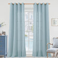 Stone Blue Linen Curtains for Living Room 95 Inch Length 2 Panels (52"W x 95"L (Pack of 2) / Stone Blue)