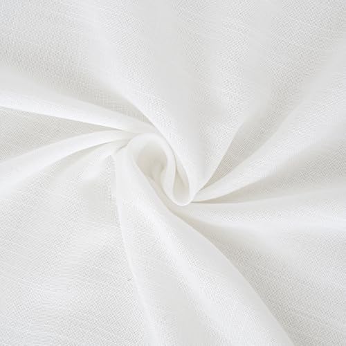 White Linen Curtains 90 Inches Long for Living Room (White / 52"W x 90"L (Pack of 2))