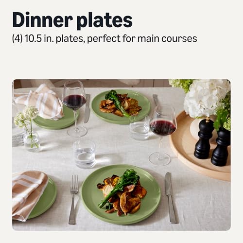 Glazed Stoneware Dinner Plates (Olive / Dinner Plates, Set of 4)