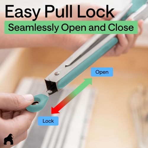 Stainless Steel Kitchen Tongs for Cooking (Mint / 7" + 9")