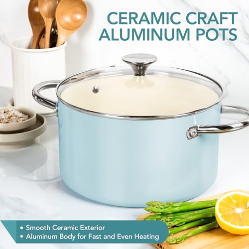 Stock Pot with Lid (Blue / 6 Quarts)