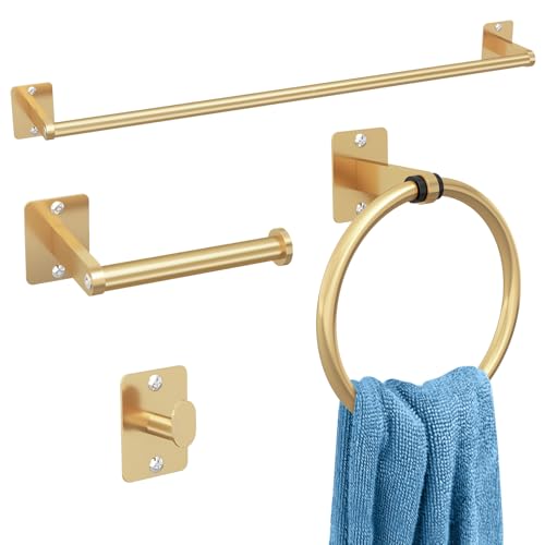 Bathroom Accessories Set (Gold / 24 inch (4 Piece))