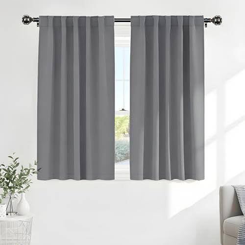 Bedroom Window Curtains (Silver Grey / 42"W x 54"L (Pack of 2))