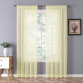 Sheer Curtains Bedroom Linen Textured Curtain Sheers Light Filtering Voile Rod Pocket Curtains for Living Room (38"W x 84"L (Pack of 2) / Transparent Yellow)