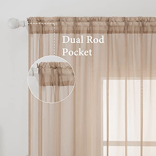 2 Panels Sheer Curtains for Living Room 54 X 72 Inches Brown (Brown / 54"W x 72"L (Pack of 2))