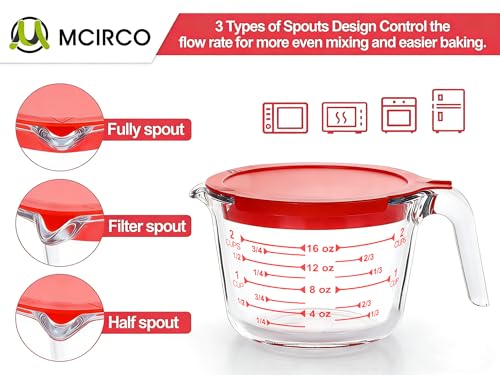 6 Pcs Glass Measuring Cups with Lids Set (1-Cup)