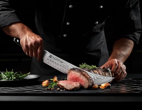 10.5 Inch Damascus Butcher Knife (Mist Shadow Damascus Silver)