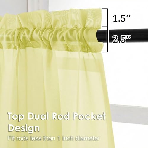 Sheer Curtains 84 Inches Long 2 Panels Set (Light Yellow / 42"W x 84"L (Pack of 2))