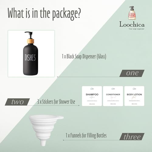 Black Glass Kitchen Soap Dispenser (C04-black-dishes)