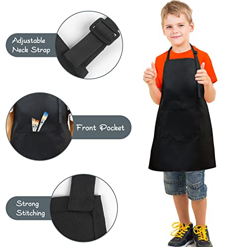 Kids Aprons with Large Pocket 2 Pack (Medium / Blackx2)