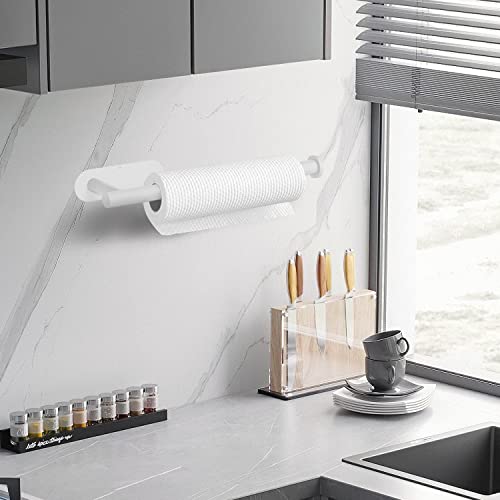 Under Cabinet Wall Mount Paper Towel Holder (White)