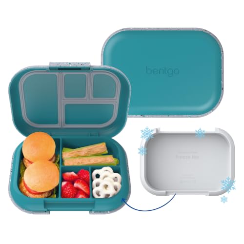 Chill Kids 4 Compartment Bento Box Leakproof Lunch Box (Confetti Edition - Truly Teal)
