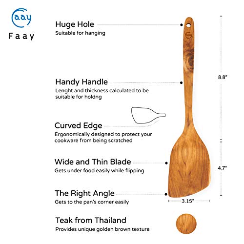 13.5" Right Hand Teak Spatula for Wok (13.5 Inch Stir Fry - RIGHT)