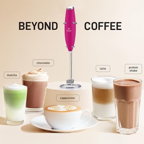 Powerful Milk Frother Wand With Duracell Batteries (Tropical Dragonfruit / Double Whisk + Batteries)