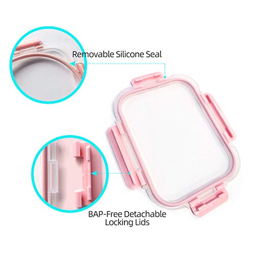 10 Pack] Glass Meal Prep Containers (Pink)