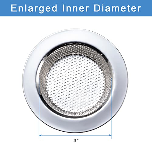 3 Pcs Sink Strainer for Most Kitchen Sink Drain Basket (Silver(3 Pcs))