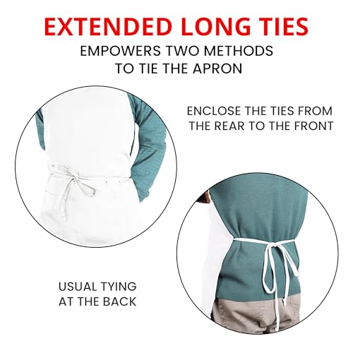Bib Aprons 10 Pack Adjustable With 2 Pockets (10 Pack / White)