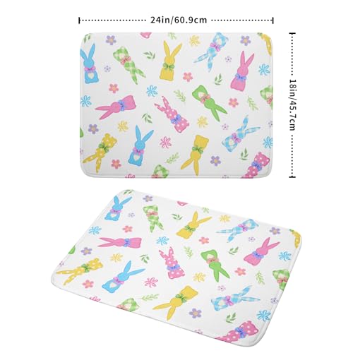 Easter Dish Drying Mat for Kitchen Counter Cute Bunny Floral Holiday Microfiber Absorbent Dish Draining Reusable Washable Foldable Extra Large 18"x24" (24" x 18")