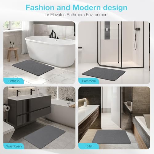 Premium Quick Dry Diatomite Stone Bath Mat (Dark Grey / 23.6" x 15.4" (Rectangular))