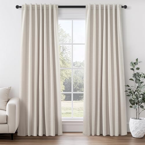 Beige Color Blackout Curtains 90 Inch Long 2 Panels (Oatmeal / 52"W x 90"L (Pack of 2))