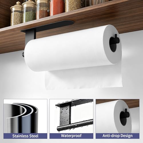Paper Towel Holder Under Cabinet (Black)