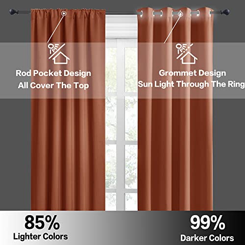 Short Blackout Privacy Curtains 30 inch Long for Bathroom Window (Burnt Orange / 42"W x 30"L (Pack of 2))