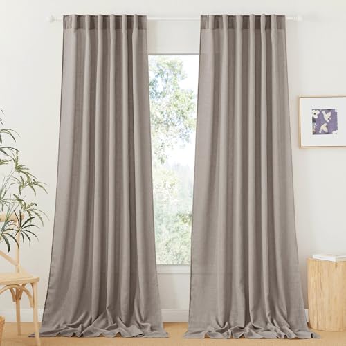 Sheer Curtains 108 inches (Birch Brown / 52"W x 108"L (Pack of 2))