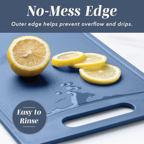 Non Slip Cutting Board Set (3 Cutting Boards / Blue and White Marble)
