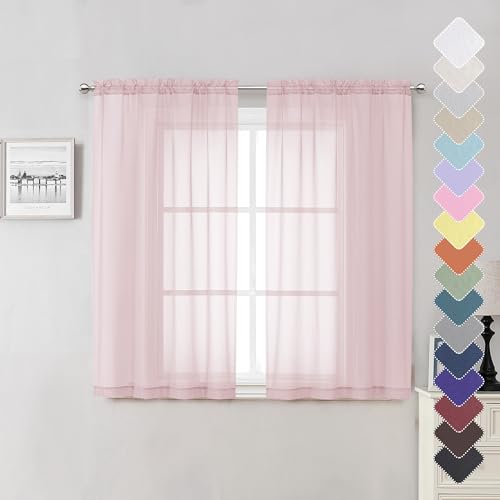 Blush Sheer Curtains 54 Inches Long 2 Panels Set (Blush Pink / 40"W x 54"L (Pack of 2))