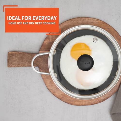 5.8 Inch Aluminum Black Ceramic Egg Pan Casserole with Glass Lid (Red)