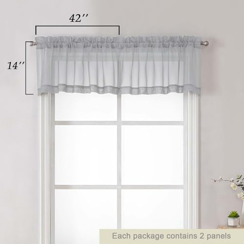 Light Grey Valances for Windows (Light Grey / 42"W x 14"L (Pack of 2))