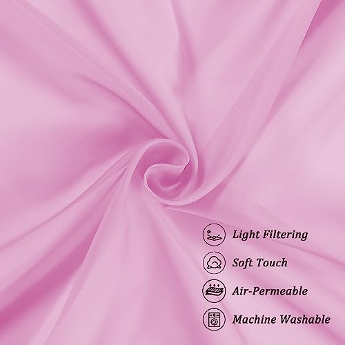 Sheer Valances for Windows 2 Pack (Pink / 42"W x 18"L (Pack of 2))