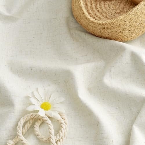 Cream Beige Linen 100% Blackout Curtains for Bedroom W52 x L120 (Cream Beige / 52"W x 120"L (Pack of 2))