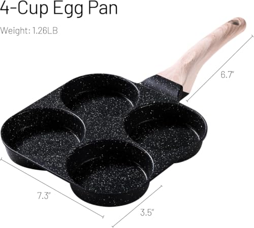 4 Cup Nonstick Granite Egg Pan (Black / 7")