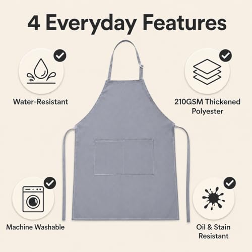 2 Pack Waterproof Kitchen Aprons with 2 Pockets